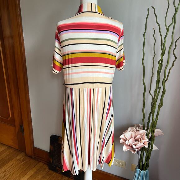 Striped Multicolor Button-Up Dress - Picture 2 of 12